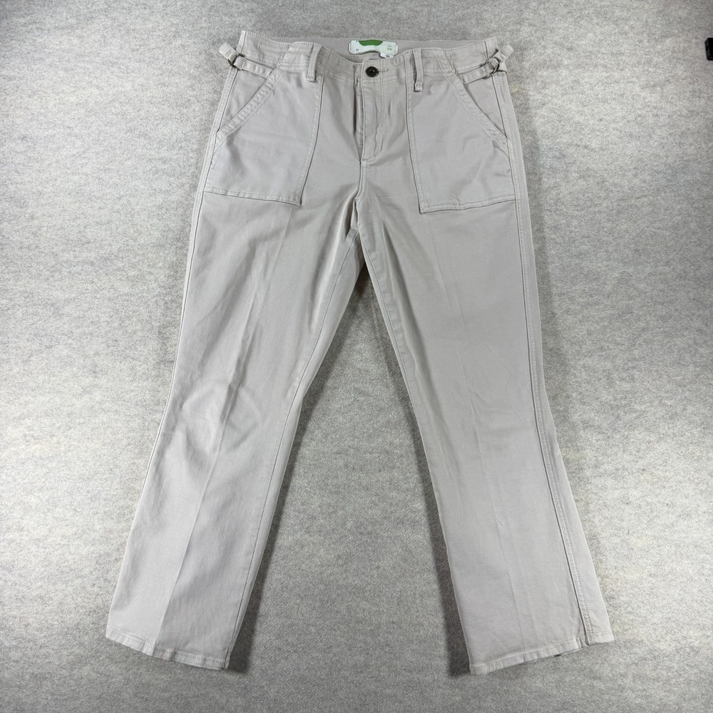 By Anthropologie Cropped Utility Kick Flare Pants Womens 30 Beige Side Buckle